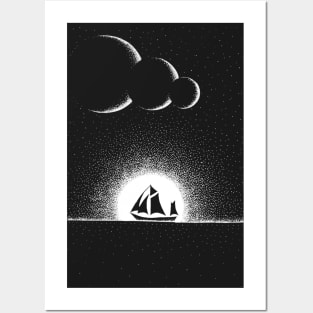 Ship in the moonlight Posters and Art